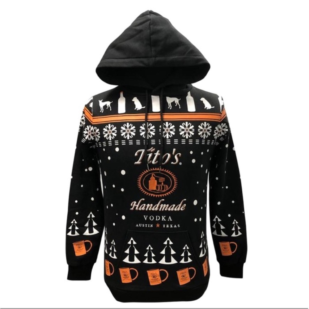 Titos holiday themed sweatshirt